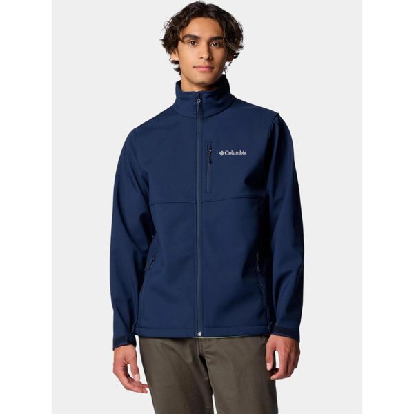 Kurtka Softshell Męska Columbia Ascender. Niebieskie kurtki męskie Columbia, m, bez wzorów, z materiału, bez kaptura, trekkingowe. W wyprzedaży za 364.65 zł.