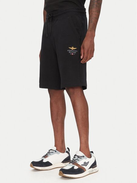 Aeronautica Militare Szorty sportowe 251BF017F459 Czarny Regular Fit. Czarne szorty sportowe męskie Aeronautica Militare, bez wzorów, z bawełny, sportowe. Za 229.99 zł.