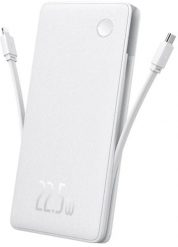 Powerbank Baseus Airpow Lite 10000mAh 22,5W z wbudowanymi kablami USB-C i Lightning - biały. Białe powerbanki Baseus. Za 56.79 zł.
