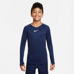Koszulka Termoaktywna Juniorska Nike First Layer. Niebieskie bielizna termoaktywna męska Nike, bez wzorów, bez ramiączek, do piłki nożnej. Za 89.99 zł.