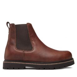 Sztyblety Birkenstock. Brązowe sztyblety męskie Birkenstock, bez obcasa, bez zapięcia. Za 859.99 zł.