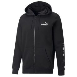 Męska Bluza Z Kapturem Essential+ Taped Full Zip. Czarne bluzy z kapturem męskie Puma, m, bez wzorów, z kapturem. Za 305.99 zł.
