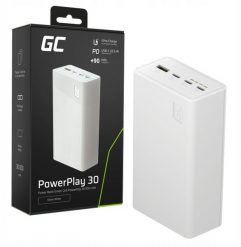 Greencell PowerPlay 30 - biały powerbank 30 000mAh, 22,5W, 4 porty. Białe powerbanki Green Cell. Za 165.57 zł.