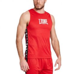 Tank top Leone Ambassador. Czerwone t-shirty sportowe męskie LEONE 1947, bez wzorów, sportowe, bez ramiączek. W wyprzedaży za 103.75 zł.