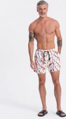 Ombre Szorty męskie kąpielówki w kolorowy print - białe V2 OM-SRBS-0140 S. Białe kąpielówki męskie Ombre, m, bez wzorów. Za 89.99 zł.