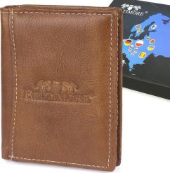 Beltimore Portfel skórzany męski pionowy mały brązowy Beltimore z RFiD L55. Brązowe portfele męskie Beltimore, bez wzorów. Za 59.99 zł.