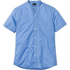Koszula z krótkim rękawem i stójką Slim Fit bonprix niebieski z nadrukiem. Niebieskie koszule męskie bonprix, l, bez wzorów, bez kołnierzyka, bez ramiączek. Za 59.99 zł.