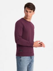 Męska nierozpinana bluza dresowa BASIC – bordowa V3 OM-SSBN-0159 - XXL. Czerwone bluzy nierozpinane męskie Ombre Clothing, l, bez wzorów, z dresówki, klasyczne, bez ramiączek, bez kaptura. Za 119.99 zł.