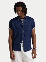 Polo Ralph Lauren Koszula 710968912001 Granatowy Custom Fit. Niebieskie koszule męskie Polo Ralph Lauren, m, bez wzorów, ze lnu, bez kołnierzyka, bez ramiączek. Za 519.99 zł.