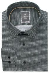 Koszula Wizytowa z Prostym Krojem - Victorio - Mikrowzór, Czarno-Biała. Białe koszule męskie Victorio, bez wzorów, z bawełny, bez kołnierzyka, bez ramiączek. Za 159.00 zł.