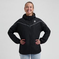 Kurtka na deszcz unisex Rogelli Commuter Essential. Czarne kurtki treningowe męskie Rogelli, xl, bez wzorów, bez kaptura, rowerowe. Za 313.00 zł.
