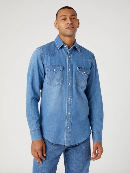 WRANGLER HERITAGE SHIRT MĘSKA KOSZULA JEANSOWA JEANS AUTHENTIC BLUE W5D1EM32F 112332226. Niebieskie koszule męskie Wrangler, m, bez wzorów, z jeansu, bez kołnierzyka, bez ramiączek. Za 209.99 zł.