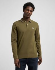 MESKA KOSZULKA LEE LS PIQUE POLO ARMY GREEN 112370566. Zielone koszulki polo męskie Lee, s, bez wzorów, bez kołnierzyka, bez ramiączek. Za 99.99 zł.