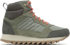 Buty trekkingowe męskie Merrell Alpine Sneaker Mid WP 2 zielone r. 43. Zielone buty trekkingowe męskie Merrell, bez wzorów, bez zapięcia. Za 420.89 zł.