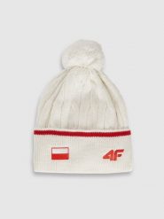 4F Czapka zimowa z wełną merino uniseks - biała M. Białe czapki męskie 4f, na zimę, bez wzorów, z wełny, klasyczne. Za 99.99 zł.