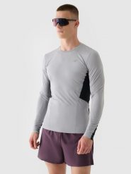 4F Longsleeve do biegania szybkoschnący męski - szary M. Szare t-shirty sportowe męskie 4f, m, bez wzorów, z dzianiny, klasyczne, bez ramiączek. W wyprzedaży za 59.99 zł.