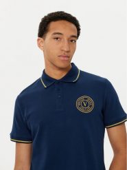 Versace Jeans Couture Polo 78GAGT00 Granatowy Regular Fit. Niebieskie koszulki polo męskie Versace Jeans Couture, m, bez wzorów, z bawełny, bez kołnierzyka, bez ramiączek. Za 359.99 zł.