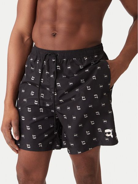 KARL LAGERFELD Szorty kąpielowe A3M46007 Czarny Regular Fit. Czarne kąpielówki męskie KARL LAGERFELD, m, bez wzorów, z syntetyku. Za 449.99 zł.
