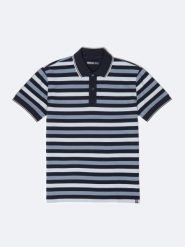 Koszulka męska polo w kolorowe paski Seulir 401. Niebieskie koszulki polo męskie Big Star, l, z aplikacjami, z dzianiny, eleganckie, bez kołnierzyka, bez ramiączek. Za 159.99 zł.