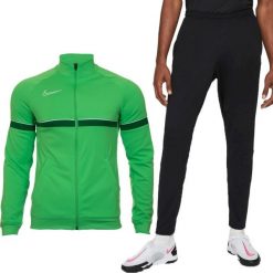 Nike Dres męski Nike Dri-FIT Academy zielono czarny. Czarne komplety dresowe męskie Nike, bez wzorów, z dresówki, bez ramiączek, bez kaptura. Za 277.00 zł.