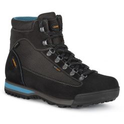 Buty trekkingowe Aku Slope Micro GTX anthracite/turquoise Goretex i Vibram. Czarne buty trekkingowe męskie Aku, bez wzorów, z gore-texu, sportowe, bez obcasa, bez zapięcia. W wyprzedaży za 829.00 zł.
