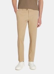 PAKO LORENTE - Beżowe spodnie chino z bawełną. Brązowe eleganckie spodnie męskie Pako Lorente, bez wzorów, z bawełny, casualowe. Za 299.99 zł.