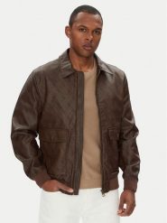 Guess Kurtka z imitacji skóry M5YL01 WGUC0 Brązowy Regular Fit. Brązowe kurtki męskie Guess, l, z aplikacjami, ze skóry, bez ramiączek, bez kaptura. Za 529.99 zł.