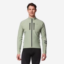Kurtka zimowa na rower szosowy męska Van Rysel EDR. Czarne kurtki treningowe męskie VAN RYSEL, na zimę, l, bez wzorów, z materiału, bez kaptura, rowerowe. Za 359.99 zł.