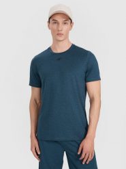 4F Koszulka treningowa szybkoschnąca męska - granatowa XXL. Niebieskie t-shirty sportowe męskie 4f, m, bez wzorów, z elastanu, klasyczne, bez ramiączek. Za 99.99 zł.