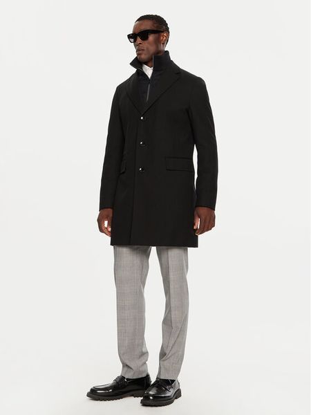 Boss Płaszcz wełniany H-Hyde 50502255 Czarny Slim Fit. Czarne płaszcze męskie Boss, na zimę, m, bez wzorów, z syntetyku, bez kaptura. Za 2,019.99 zł.