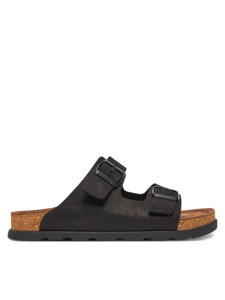 Rieker Klapki 21190-00 Czarny. Czarne klapki i japonki męskie Rieker, bez wzorów, z nubiku. Za 359.99 zł.