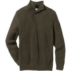 Sweter Slim Fit bonprix ciemnooliwkowy. Swetry męskie marki bonprix. Za 89.99 zł.