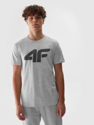 4F T-shirt regular z nadrukiem męski - szary XL. Szare t-shirty męskie 4f, m, bez wzorów, z bawełny, bez kołnierzyka, bez ramiączek. W wyprzedaży za 39.99 zł.