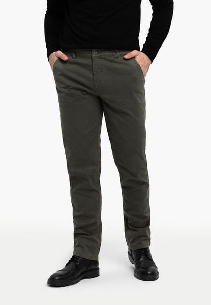 Zielone chinosy R-FOST. Zielone eleganckie spodnie męskie Volcano, bez wzorów, z bawełny, eleganckie. Za 179.99 zł.