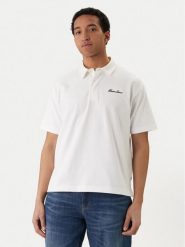 Guess Jeans Polo M6GP13 KCYM1 Biały Oversize. Białe koszulki polo męskie Guess Jeans, m, z aplikacjami, z bawełny, bez kołnierzyka, bez ramiączek. Za 299.99 zł.