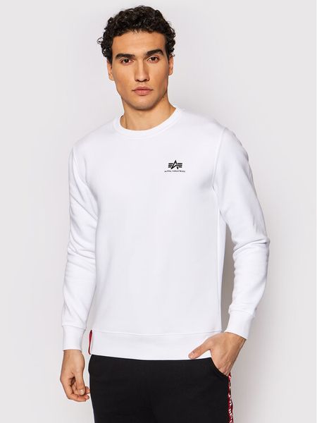 Alpha Industries Bluza Basic 188307 Biały Regular Fit. Białe bluzy nierozpinane męskie Alpha Industries, m, bez wzorów, z bawełny, bez ramiączek, bez kaptura. Za 169.99 zł.