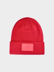 4F Czapka beanie uniseks - czerwona Uniwersalny. Czerwone czapki męskie 4f, na zimę, bez wzorów, z syntetyku, klasyczne. W wyprzedaży za 29.99 zł.