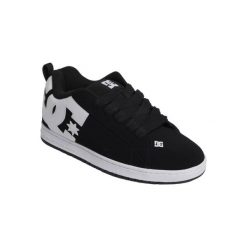 Buty do chodzenia męskie DC Court Graffik Skate. Czarne buty trekkingowe męskie DC Shoes, bez wzorów, ze skóry, bez zapięcia, trekkingowe. Za 369.99 zł.