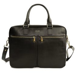 Torba skórzana na ramię, laptopa SOLIER brązowa. Brązowe torby na laptopa męskie Solier, bez wzorów, ze skóry. Za 538.99 zł.
