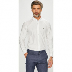 Lacoste - Koszula. Szare koszule męskie Lacoste, z bawełny, button down, z długim rękawem. Za 429.90 zł.
