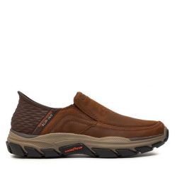 Półbuty Skechers. Brązowe codzienne półbuty męskie Skechers, bez wzorów, bez obcasa, bez zapięcia. Za 339.99 zł.