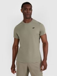 4F Koszulka treningowa szybkoschnąca męska - oliwkowa/khaki XL. Brązowe t-shirty sportowe męskie 4f, m, bez wzorów, z elastanu, klasyczne, bez ramiączek. Za 129.99 zł.