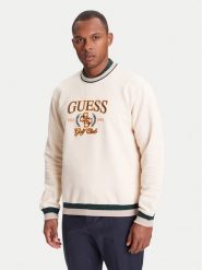 Guess Bluza M5YQ12 KCXW1 Beżowy Regular Fit. Brązowe bluzy nierozpinane męskie Guess, m, z aplikacjami, z bawełny, bez ramiączek, bez kaptura. Za 309.99 zł.