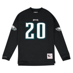 Bluza ls Philadelphia Eagles. Czarne bluzy nierozpinane męskie Mitchell & Ness, m, bez wzorów, bez ramiączek, bez kaptura. Za 477.50 zł.