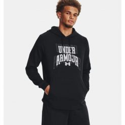 Bluza męska Under Armour Rival Terry Graphic HD. Czarne bluzy nierozpinane męskie Under Armour, m, bez wzorów, sportowe, bez ramiączek, bez kaptura. W wyprzedaży za 228.95 zł.