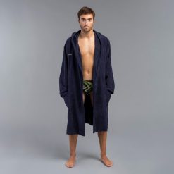 Szlafrok do waterpolo męski Watko 900 z bawełny. Niebieskie szlafroki męskie NABAIJI, m, bez wzorów, z bawełny, bez kaptura. Za 179.99 zł.