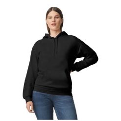 Bluza Z Kapturem Dla Dorosłych Unisex Softstyle Fleece Midweight. Czarne bluzy nierozpinane męskie GILDAN, m, bez wzorów, bez ramiączek, z kapturem. Za 112.99 zł.