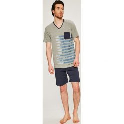 Tom Tailor Denim - Piżama. Szare piżamy męskie Tom Tailor Denim, z nadrukiem, z bawełny. W wyprzedaży za 99.90 zł.