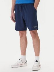 Tommy Hilfiger Szorty sportowe Logo MW0MW43068 Granatowy Regular Fit. Niebieskie szorty sportowe męskie Tommy Hilfiger, bez wzorów, z bawełny, sportowe. Za 369.99 zł.