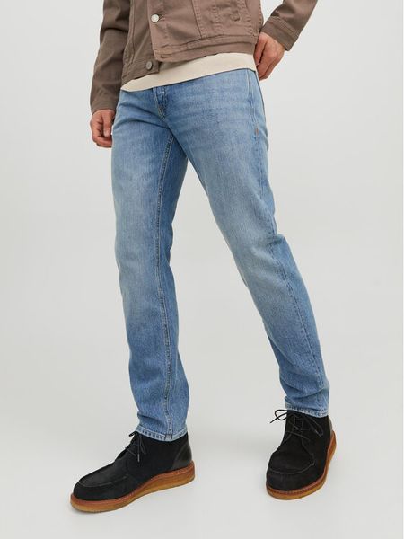 Jack & Jones Jeansy Mike 12237309 Niebieski Tapered Fit. Niebieskie jeansy męskie Jack & Jones, bez wzorów, z bawełny. Za 249.99 zł.